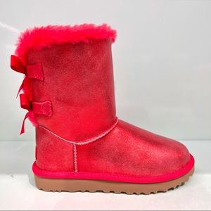 NEW UGG Bailey Bow boots red glisten